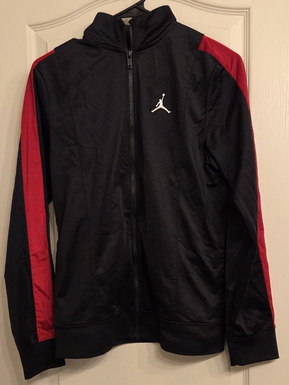 Jordan Black Track Jacket with Red Sleeve Stripes KIDS XL (13-15)
